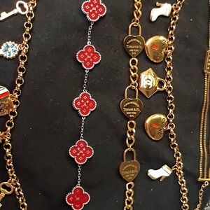 Gold Charm Bracelet with Heart and Key Charms - Women Jewelry Non Tarnish Bundle